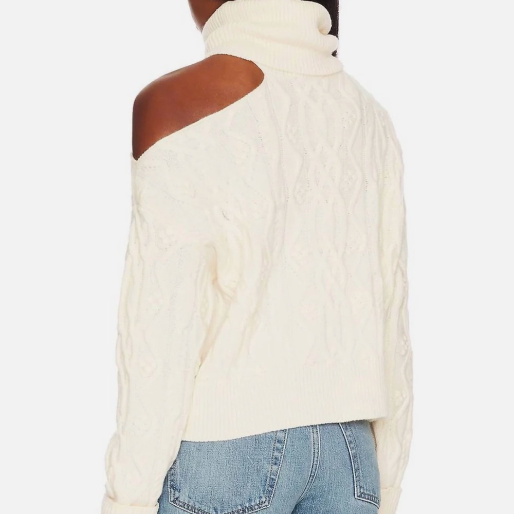 Paige Raundi cable knit cropped sweater. Ivory size: M - Picture 3 of 7